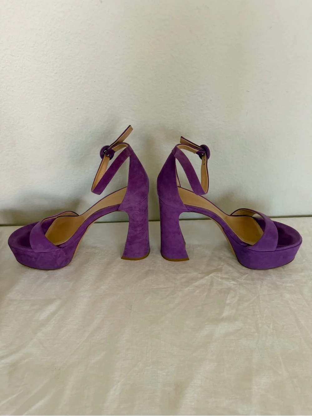 Gianvito Rossi Purple Suede Platform Ankle-Strap Sandals